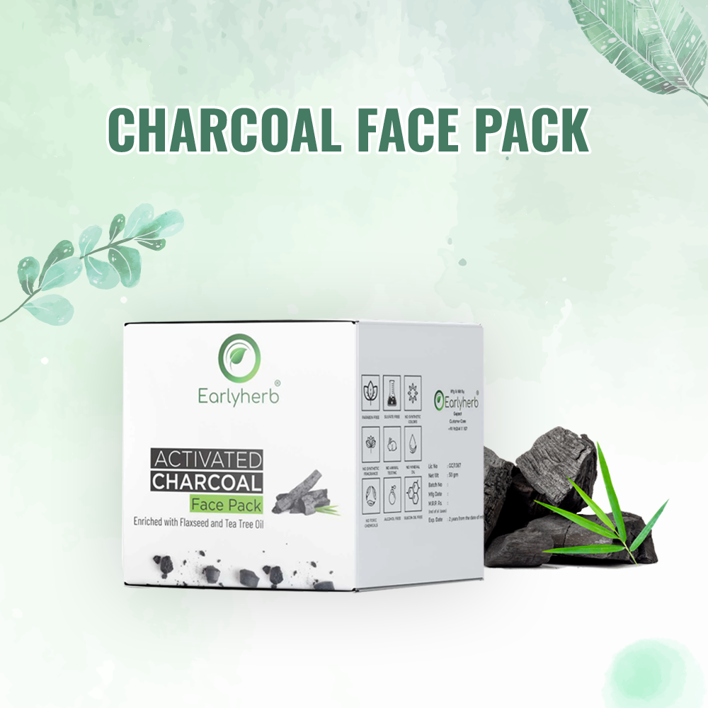 charcoal face pack with niacinamide and tea tree for blackheads and glowing skin