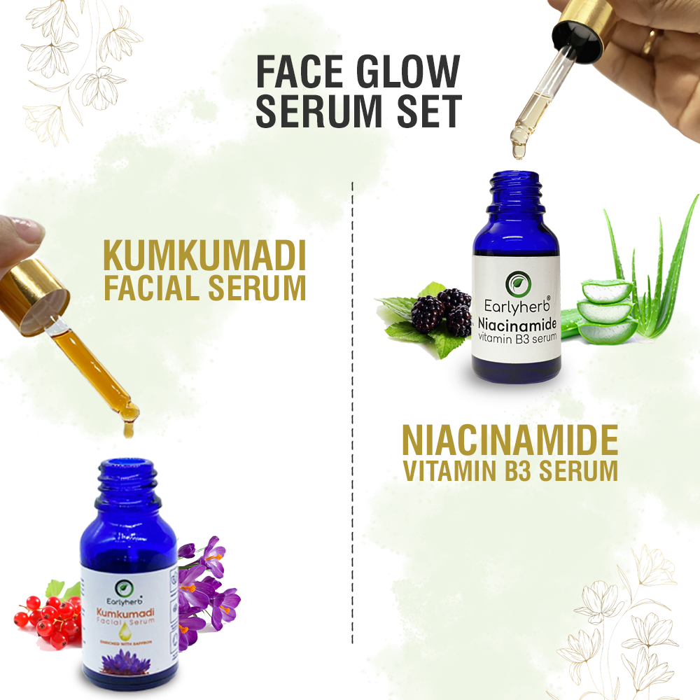 Face Glow Serum Set - Kumkumadi Serum+Niacinamide Serum By Earlyherb